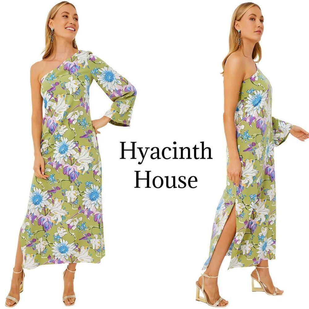 Tuckernuck Olive Green Floral One-Shoulder Midi Dress